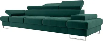 Immagine prodotto di Casa Padrino divano in velluto verde/argento 305 x 97 x h. 74-95 cm - Divano da salotto con poggiatesta regolabili - Mobili da salotto - Mobili - Arredo