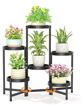 Produktbild von Blumenständer Pflanzenständer Pflanzenregal 6-stufig Schwarz Outdoor Indoor