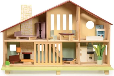 Image de Mentari Maison de poupées en bois Cedar Chalet avec meubles - Jouets éducatifs