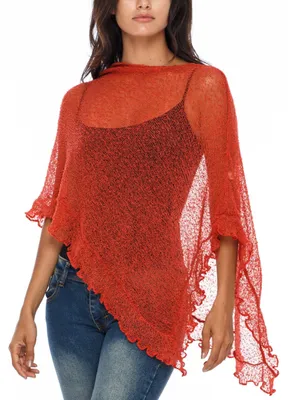 Productafbeelding van Poncho/Sweater met Ruffles voor Vrouwen - Transparant en Lichtgewicht