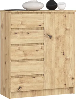 Obrázek produktu pro Akord Komoda 1dveřová 5 zásuvek dub ručně vyrobená 80x35x97 cm