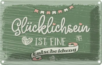 Zdjęcie produktu dla vianmo Blaszany znak 20x30 cm Glücklichsein ist Entscheidung