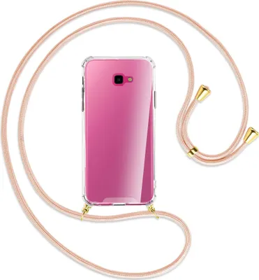 Produktbild von Handykette Backcover-Schutzhülle mit Band (Metall goldfarben) für Samsung Galaxy J4 Plus - rose peach