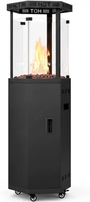 Produktbild von Meulbaty Gas-Terrassenheizer 5-11 kW mit Regler, Schlauch und Rollen, Schwarz