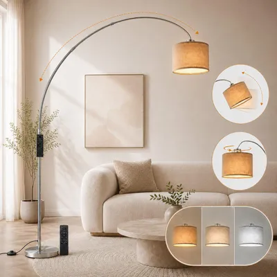 Produktbild von LED Stehlampe Fernbedienung, E27 LED-Leuchtmittel inklusive, Warmweiß bis Tageslichtweiß (2700-6500K), Dimmbar, flexibel & stilvoll für perfektes Lich