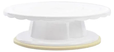 Image de Plateau tournant pour gâteaux - Plateau rotatif pour pâtisseries - 28 cm - Plastique -  LFGB - Blanc