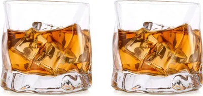 Image de Lot de 2 verres à whisky irréguliers - Coffret cadeau pour homme - Verres tumbler pour anniversaire, fête des pères, retraite - Idéal pour rhum, gin, bourbon