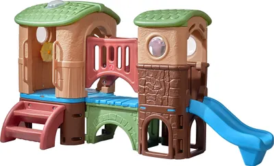 Produktbild von Step2 Clubhouse Climber Spielgerät mit 2 Rutschen | XXL Kunststoff Klettergerät mit Rutsche für Kinder | Kinderrutsche / Spielturm / Spielplatz