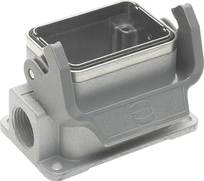 Produktbild von HARTING Han 6B EMV Sockelgehäuse niedrig, 2xM20 seitlicher Kabelabgang, mit 1 Längsbügel EMV-Verschraubung M20