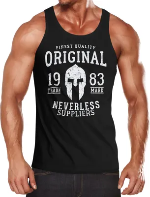 Produktbild von Herren Tank-Top Original Gladiator Sparta Helm Athletic Vintage Muskelshirt Muscle Shirt Neverless® schwarz S