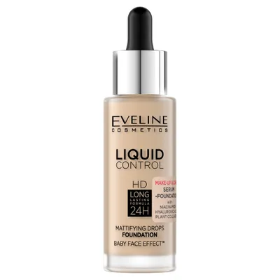 Image de Eveline Cosmetics Liquid Control HD – fond de teint, longue tenue, matifiant, Teinte 015 Light Vanilla