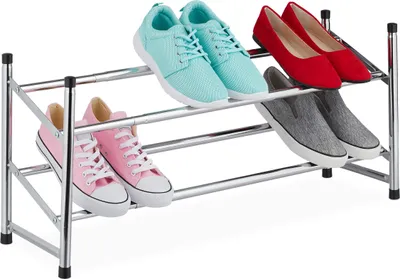 Produktbild von Schuhregal ausziehbar - 2 Etagen - 36 x 63-115 x 23 cm - für 10 Paare - Metall - Kunststoff