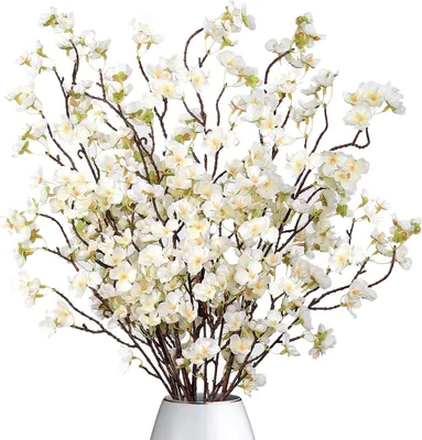 Kunstkirschblütenzweige 100 cm, weiß, 4 Stück, Seidenblumen