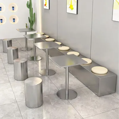 Produktbild von Gastronomie-Edelstahltisch für Bar und Restaurant – Stabile Ausführung – Quadratischer Tisch 40×40×75cm【BXG-HF40】