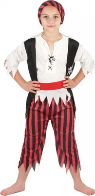 Produktbild von Seeräuber-Kostüm für Kinder rot-weiss-schwarz - 110-122 (4-6 Jahre)