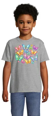 Produktbild von T-Shirt für Kinder mit buntem Schmetterling Print aus Baumwolle