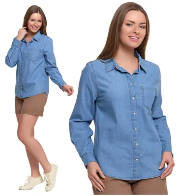 Produktbild von Moraj - Jeanshemd Blau - Bluse Größe XL - Damenhemd - Hemd Baumwolle