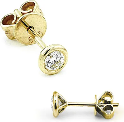 Produktbild von Brillanten Solitaire Ohrstecker 585 Gelbgold Zargenfassung Ohrringe Diamant 0,20 ct.