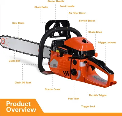 Produktbild von Kettensäge - Benzinbetriebene 2-Takt-Kettensäge - 62 cm³ - 5800 W - 50,8 cm Schwert - Zum Holzschneiden und Baumbeschneiden