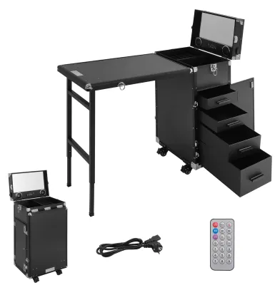 Zdjęcie produktu dla Składany stolik do manicure – mobilny, z 4 szufladami