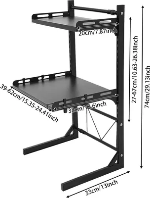 Immagine prodotto di Scaffale per microonde - Scaffale da cucina a 3 ripiani - Larghezza regolabile da 39 a 62 cm - Altezza 74 cm - Acciaio al carbonio - Indipendente - Nero