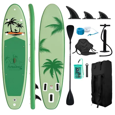 Obrázek produktu pro FUNWATER Nafukovací SUP deska 335 x 84 x 15 cm, nosnost 190 kg, protiskluzová deska – kompletní sada s pádlem a sedátkem, zelená