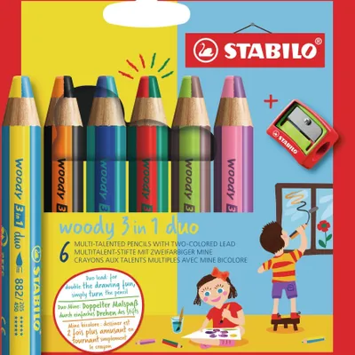 Immagine prodotto di Matita colorata, acquerello e pastello a cera STABILO Duo - woody 3 in 1 duo - pastello bicolore…