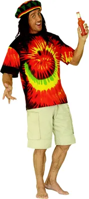 Produktbild von T-Shirt Rastafari - Hippie Shirt - Rasta Hemd - Batik Stil - 60er Jahre Gr. M-XL Gr. M/L