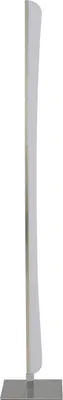 A side view of a modern LED floor lamp with a curved, silver-colored stem and a gray base, set against a white background.