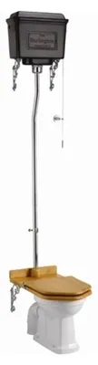 Zdjęcie produktu dla Casa Padrino, luksusowa toaleta w stylu secesyjnym, biała/dębowy, spłuczka aluminiowa, czarna, wymiary: 430 x 670 x 2400 mm