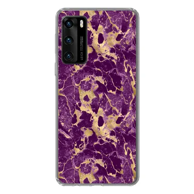 Produktbild von MuchoWow® Handyhülle Schutzhülle Hülle für Huawei P40 Gold - Luxus - Marmor - Muster Silikon Softcase Handy Hülle - Handytasche