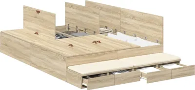 Zdjęcie produktu dla Rama łóżka z miejscem na przechowywanie Dąb Sonoma 150 cm
