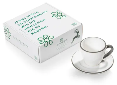 Immagine prodotto di Vetroceramica Gmundner bordo grigio, espresso per te/2 pezzi in confezione regalo