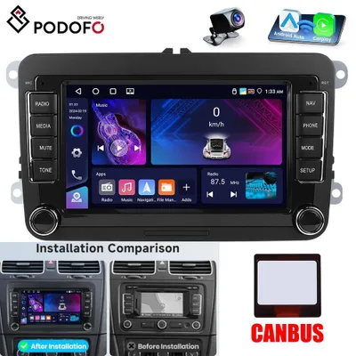 Immagine prodotto di Autoradio – Sistema multimediale – Doppio DIN – Schermo touchscreen da 7 pollici – Android 15 – CarPlay wireless e telecamera per la retromarcia