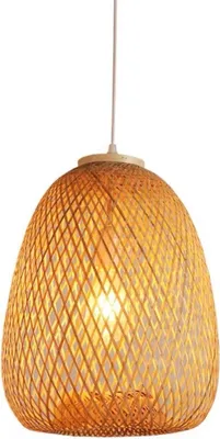 Produktbild von Fine Asianliving Bambus Hängelampe Pendelleuchte Handgefertigt - Tania D30xH40cm Pendelleuchte Beleuchtung Bambus Lampenschirm Geflochten Lampe Belechtung Rotan