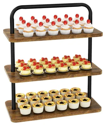 Image de Support à gâteaux en bois à 3 niveaux, pour 50 cupcakes