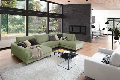 Produktbild von KAWOLA Sofa CARA Wohnlandschaft U-Form Cord olivgrün Longchair links