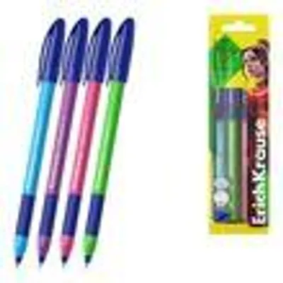 Produktbild von Kugelschreiber U-109 Neon 0,3mm mit Gummigriff 4er Set Blau