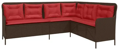 Image de Canapé de jardin vidaXL avec coussins, en L, marron, en polyrotin