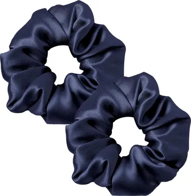 Image de LILYSILK Boucles d'oreilles en soie Femmes Support queue de cheval Bandeau Bleu marine 2pcs