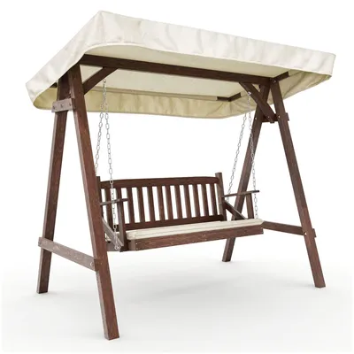 Produktbild von di volio Hollywoodschaukel MOLIA – robuste Gartenschaukel aus Lärchenholz mit Sonnendach und Polstern, wetterfeste Schaukelbank (Creme)