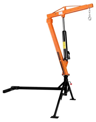 Image de Grue de levage VEVOR avec attelage, capacité de charge de 680 kg, incluant une pompe hydraulique de 12 tonnes, grue de levage manuelle avec tourelle rotative à 360°, équipement de levage en acier au carbone pour l'industrie de la construction et la sylviculture