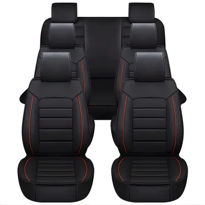 Produktbild von Autositzbezüge 7-Sitzer Set Universal – Vollschutz für Vorder- & Rücksitze – Schwarz Kunstleder Auto Sitzbezug
