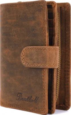 Produktbild von Benthill Geldbörse Damen Echt Leder | Damen Geldbeutel mit RFID Schutz | Portmonee Klein mit 8 Kartenfächer | Slim-Wallet inkl. Geschenkbox