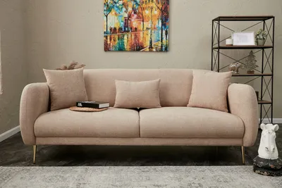 Image de Hanah Home, Simena - Beige, Canapés-lits, Canapé-lit 3 places, Beige, polyester, 210 x 80 x 95 x cm