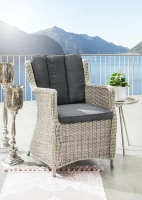 Produktbild von Destiny Sessel Luna Vintage Weiß Gartensessel Geflechtsessel Polyrattan
