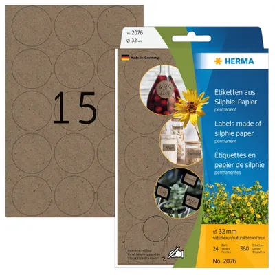 Produktbild von HERMA 2076, Braun, Rund, Permanent, Universal, Papier, 158 g/m²