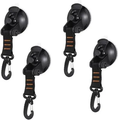 Produktbild von Famanu Set von 4 extra starken Saugnäpfen mit Haken, Tragkraft bis 10 kg - für Auto, Markise, Zelt und Außenbereich
