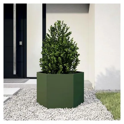 Produktbild von Pflanzkübel Sechseckig 69x60x45 Stahl in Olivgrün