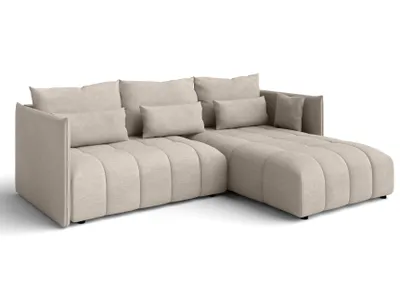 Image de AX LIVING Canapé d'angle marron clair avec fonction couchage et coffre de rangement Cosmova 248